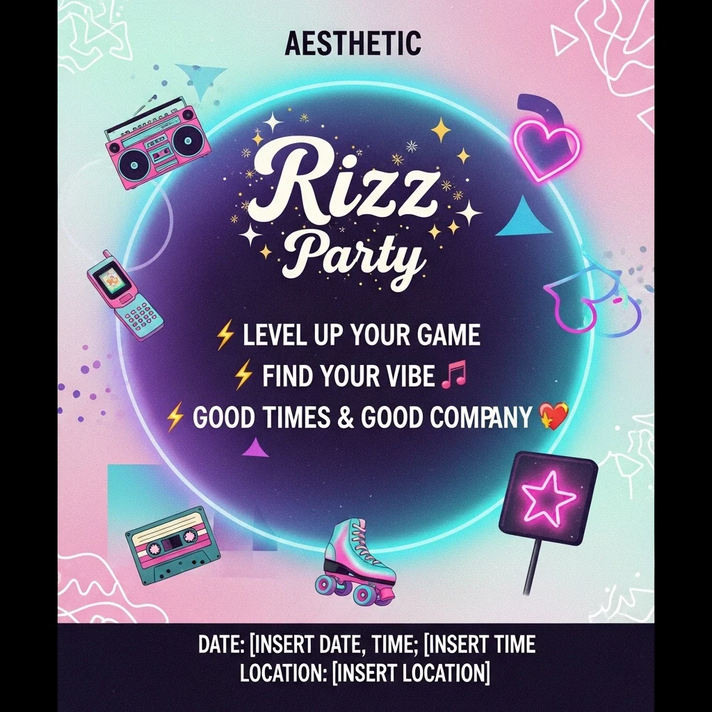 Aesthetic TikTok Rizz Party Flyer Content Ideas