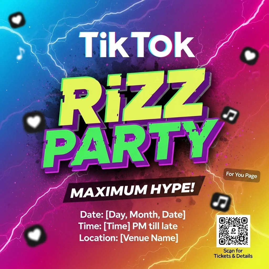 Bold TikTok Rizz Party Flyer Text for Maximum Hype