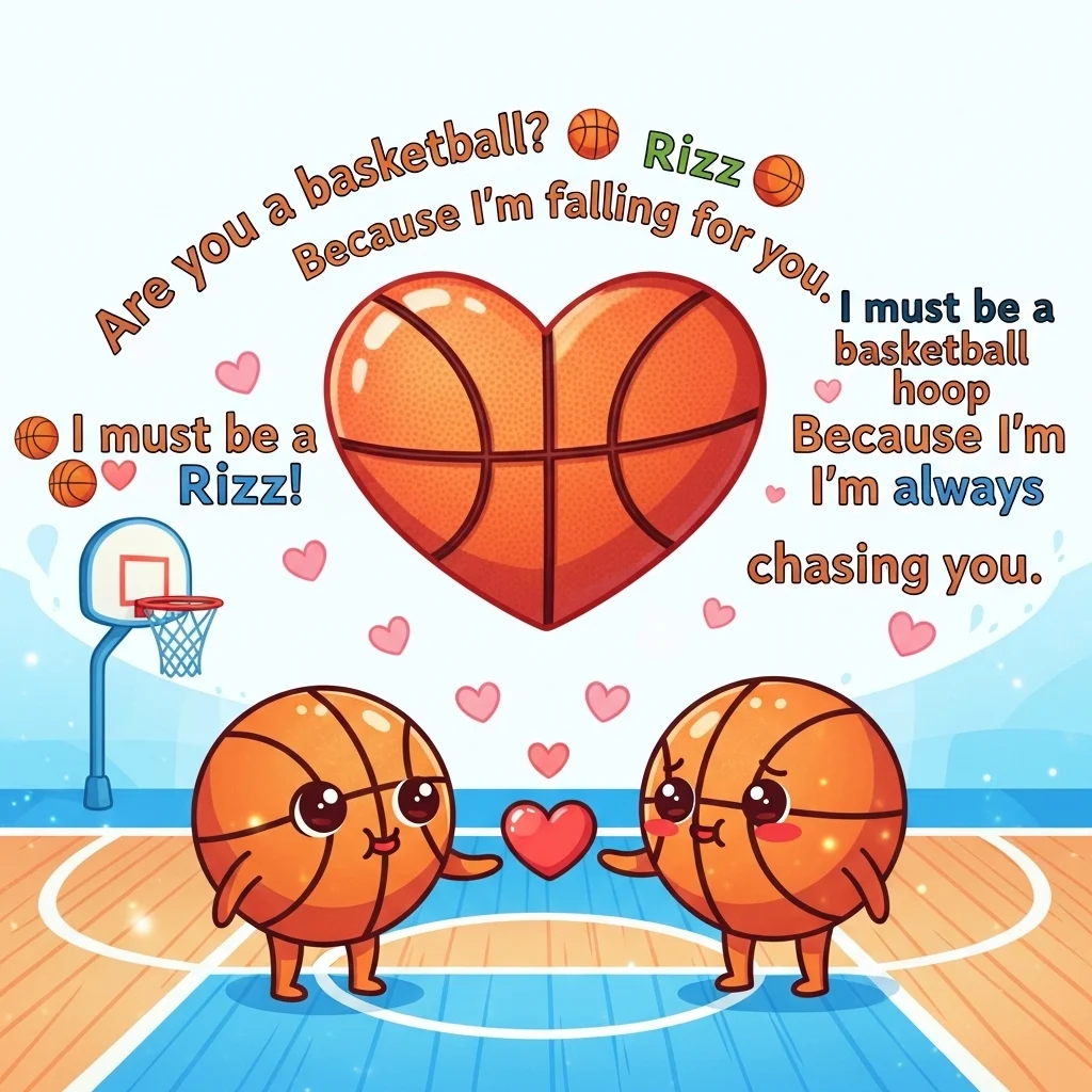Cute Basketball Rizz Lines with Heart