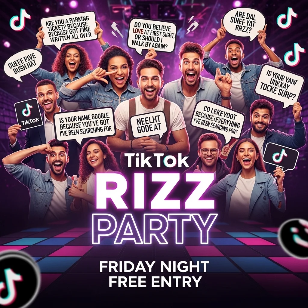 Funny TikTok Rizz Party Flyer Lines People Love