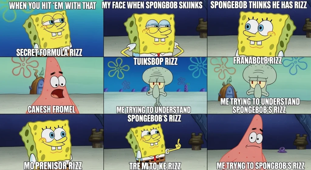 How Spongebob Rizz Shows Up in Memes