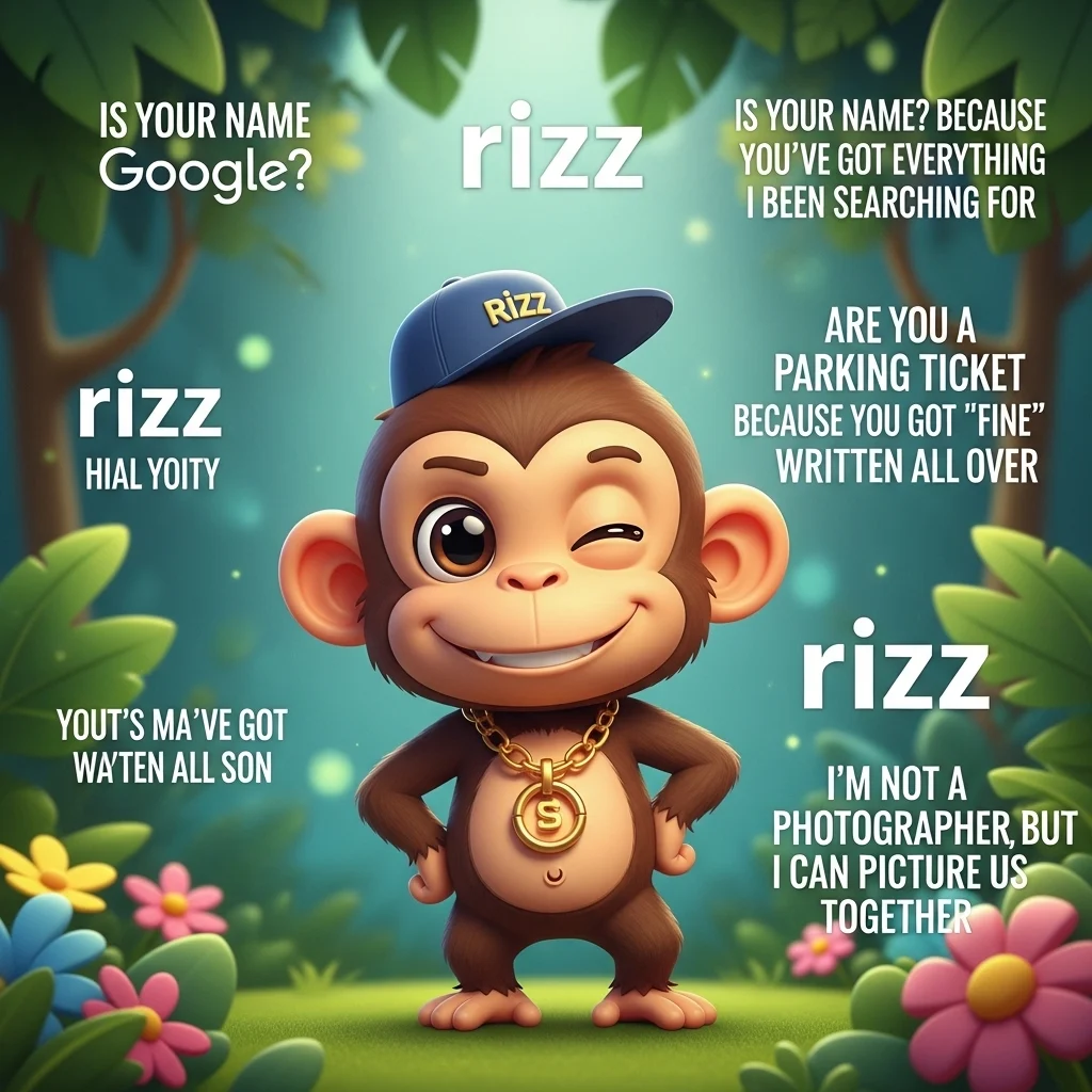 Cute Rizz Monkey Wallpaper Captions