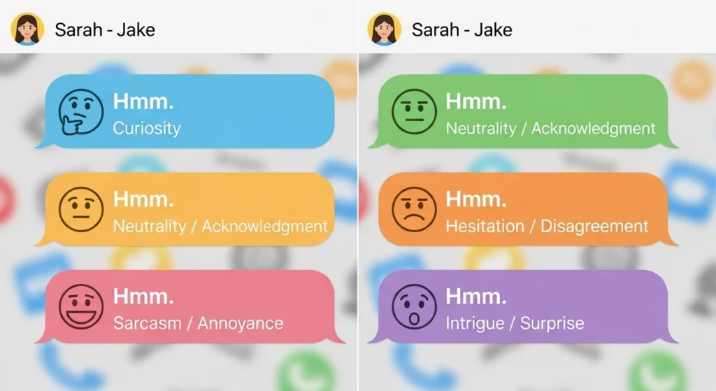 Different Emotional Meanings of Hmm in Texting From a Girl